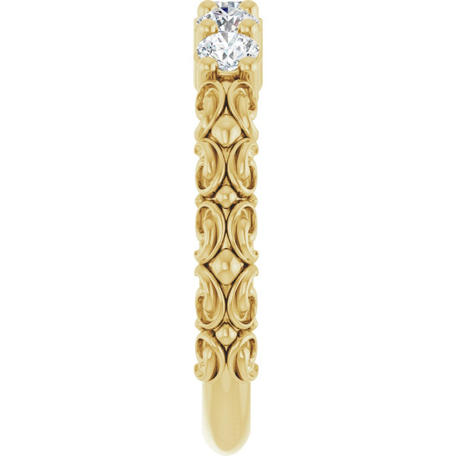14K Gold Round Lab-Grown Diamond Five-Stone Sculptural Anniversary Band - 1/2 CTW - Yellow Gold - view 4