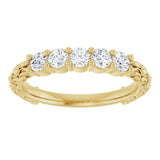 14K Gold Round Lab-Grown Diamond Five-Stone Sculptural Anniversary Band - 1/2 CTW - Yellow Gold - view 3
