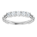 14K Gold Round Lab-Grown Diamond Five-Stone Sculptural Anniversary Band - 1/2 CTW - White Gold - view 3