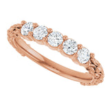 14K Gold Round Lab-Grown Diamond Five-Stone Sculptural Anniversary Band - 1/2 CTW - Rose Gold - view 5