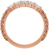 14K Gold Round Lab-Grown Diamond Five-Stone Sculptural Anniversary Band - 1/2 CTW - Rose Gold - view 2