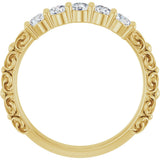 14K Gold Round Lab-Grown Diamond Five-Stone Sculptural Anniversary Band - 1/2 CTW - Yellow Gold - view 2