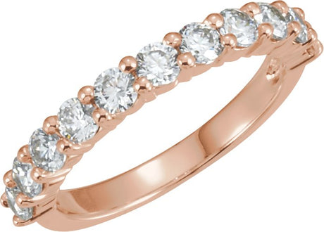 14K Gold Round Lab-Grown Diamond Eleven-Stone Anniversary Band – 1/5–1 CTW - Rose Gold