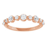 14K Gold Round Lab-Grown Diamond Shared-Prong Accented Anniversary Band – 1/3–5/8 CTW - Rose Gold - view 5