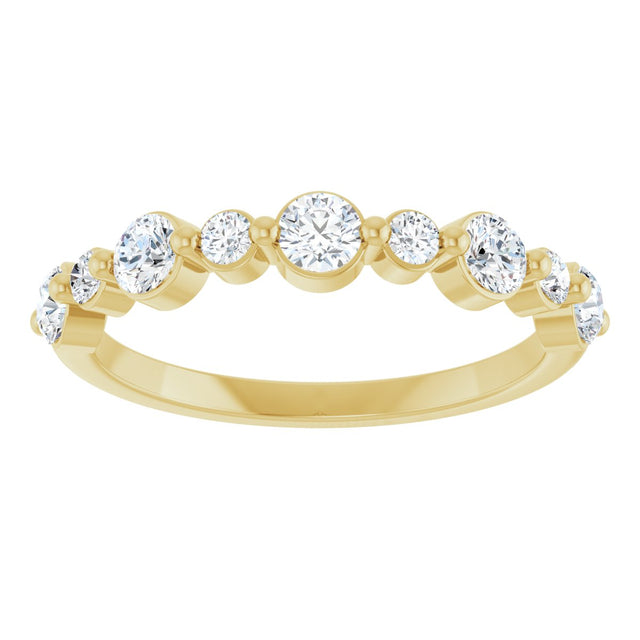 14K Gold Round Lab-Grown Diamond Shared-Prong Accented Anniversary Band – 1/3–5/8 CTW - Yellow Gold - view 5
