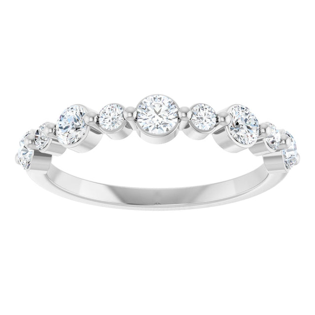 Platinum Round Lab-Grown Diamond Shared-Prong Accented Anniversary Band – 1/3–5/8 CTW - view 5