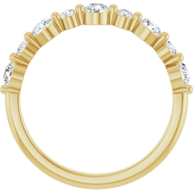 14K Gold Round Lab-Grown Diamond Shared-Prong Accented Anniversary Band – 1/3–5/8 CTW - Yellow Gold - view 4