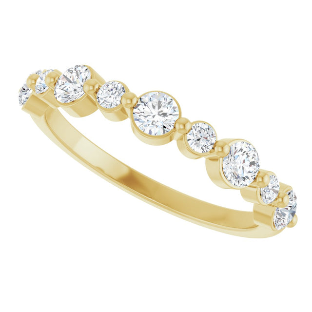 14K Gold Round Lab-Grown Diamond Shared-Prong Accented Anniversary Band – 1/3–5/8 CTW - Yellow Gold - view 3
