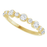 14K Gold Round Natural Diamond Shared-Prong Accented Anniversary Band – 3/8–1/2 CTW - Yellow Gold - view 3