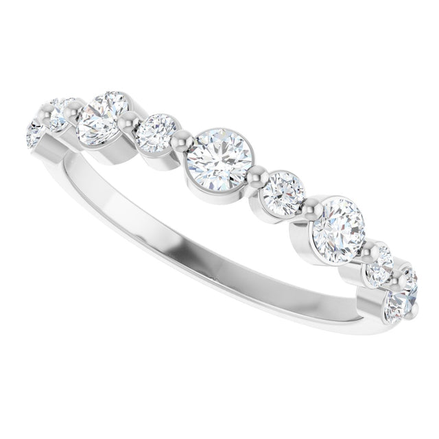 14K Gold Round Lab-Grown Diamond Shared-Prong Accented Anniversary Band – 1/3–5/8 CTW - White Gold - view 3