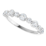 Platinum Round Natural Diamond Shared-Prong Accented Anniversary Band – 3/8–1/2 CTW - view 3