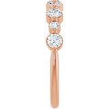 14K Gold Round Lab-Grown Diamond Shared-Prong Accented Anniversary Band – 1/3–5/8 CTW - Rose Gold - view 3