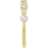 14K Gold Round Lab-Grown Diamond Shared-Prong Accented Anniversary Band – 1/3–5/8 CTW - Yellow Gold - view 2