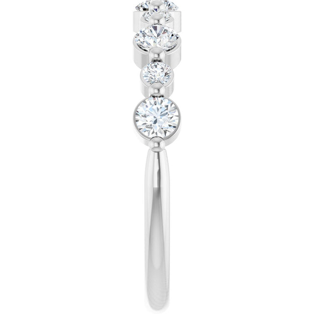14K Gold Round Lab-Grown Diamond Shared-Prong Accented Anniversary Band – 1/3–5/8 CTW - White Gold - view 2