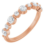 14K Gold Round Natural Diamond Shared-Prong Accented Anniversary Band – 3/8–1/2 CTW - Rose Gold