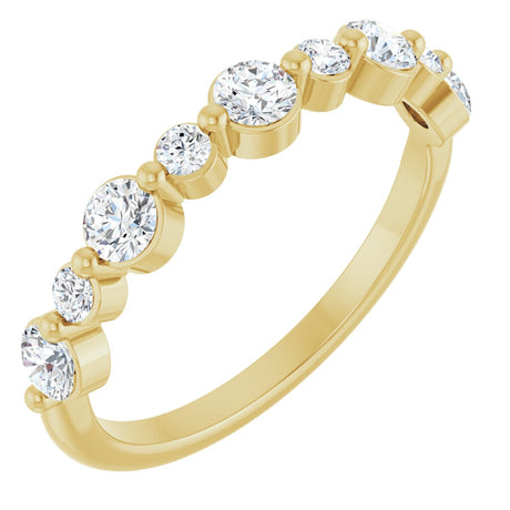 14K Gold Round Natural Diamond Shared-Prong Accented Anniversary Band – 3/8–1/2 CTW - Yellow Gold