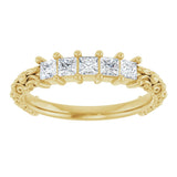 14K Gold Square Lab-Grown Diamond Five-Stone Sculptural Anniversary Band - 1/2 CTW - Yellow Gold - view 3