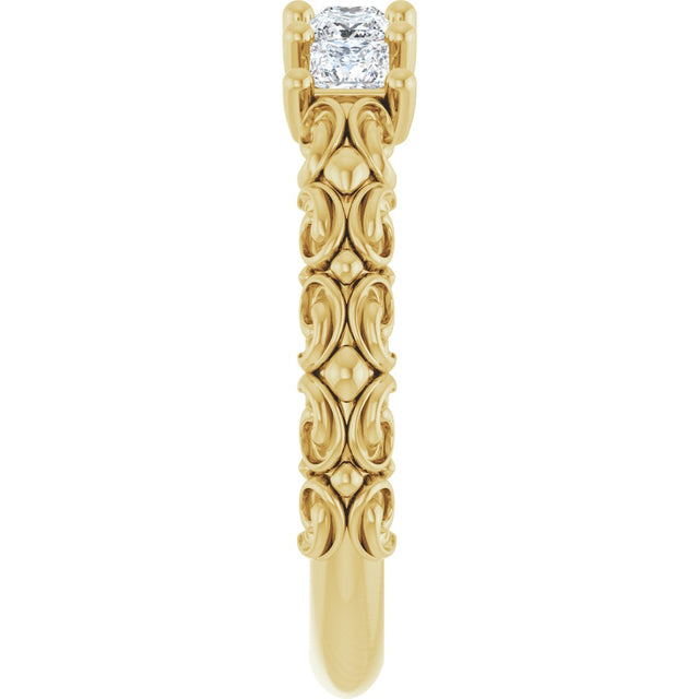14K Gold Square Natural Diamond Five-Stone Sculptural Anniversary Band - 1/2 CTW - Yellow Gold - view 4