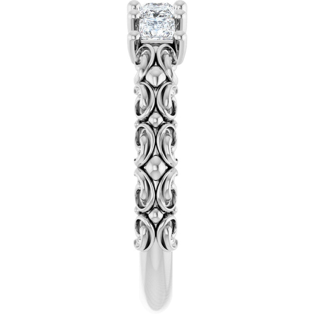 14K Gold Square Natural Diamond Five-Stone Sculptural Anniversary Band - 1/2 CTW - White Gold - view 4