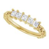 14K Gold Square Lab-Grown Diamond Five-Stone Sculptural Anniversary Band - 1/2 CTW - Yellow Gold - view 5