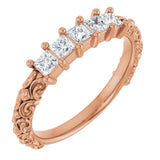 14K Gold Square Lab-Grown Diamond Five-Stone Sculptural Anniversary Band - 1/2 CTW - Rose Gold