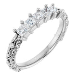 Platinum Square Natural Diamond Five-Stone Sculptural Anniversary Band - 1/2 CTW
