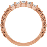 14K Gold Square Natural Diamond Five-Stone Sculptural Anniversary Band - 1/2 CTW - Rose Gold - view 2