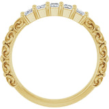 14K Gold Square Lab-Grown Diamond Five-Stone Sculptural Anniversary Band - 1/2 CTW - Yellow Gold - view 2