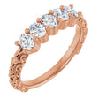 14K Gold Oval Natural Diamond Five-Stone Sculptural Anniversary Band - 3/4 CTW - Rose Gold