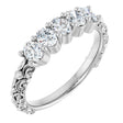 Platinum Oval Natural Diamond Five-Stone Sculptural Anniversary Band - 3/4 CTW