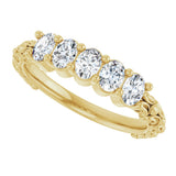 14K Gold Oval Lab-Grown Diamond Five-Stone Sculptural Anniversary Band - 3/4 CTW - Yellow Gold - view 5