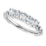 14K Gold Oval Natural Diamond Five-Stone Sculptural Anniversary Band - 3/4 CTW - White Gold - view 5