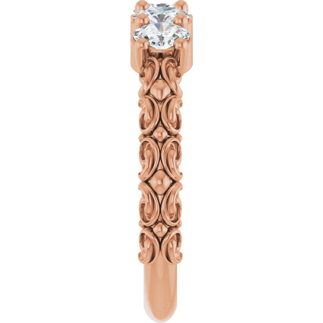 14K Gold Oval Natural Diamond Five-Stone Sculptural Anniversary Band - 3/4 CTW - Rose Gold - view 4