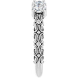 14K Gold Oval Natural Diamond Five-Stone Sculptural Anniversary Band - 3/4 CTW - White Gold - view 4
