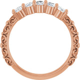 14K Gold Oval Natural Diamond Five-Stone Sculptural Anniversary Band - 3/4 CTW - Rose Gold - view 2
