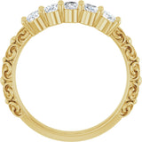 14K Gold Oval Natural Diamond Five-Stone Sculptural Anniversary Band - 3/4 CTW - Yellow Gold - view 2