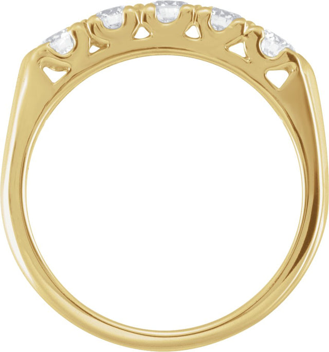 14K Gold Round Natural Diamond Vintage-Inspired Anniversary Band – 1/2 CTW - Yellow Gold - view 2
