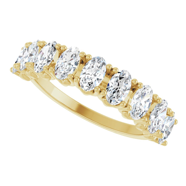 14K Gold Oval Lab-Grown Diamond Eleven-Stone U-Prong Hidden Heart Anniversary Band – 1 1/3–2 1/4 CTW - Yellow Gold - view 5
