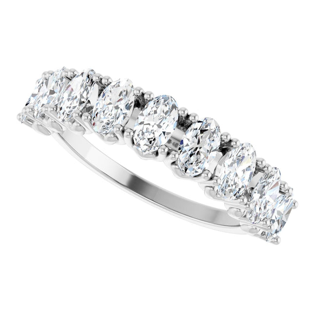 Platinum Oval Lab-Grown Diamond Eleven-Stone U-Prong Hidden Heart Anniversary Band – 1 1/3–2 1/4 CTW - view 5
