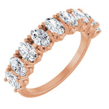 14K Gold Oval Natural Diamond Eleven-Stone U-Prong Hidden Heart Anniversary Band – 1 3/8–2 1/3 CTW - Rose Gold