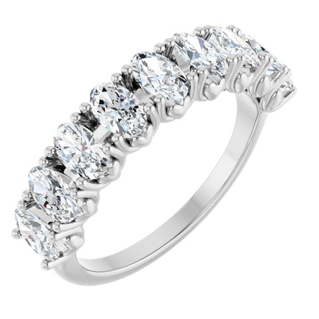 Platinum Oval Lab-Grown Diamond Eleven-Stone U-Prong Hidden Heart Anniversary Band – 1 1/3–2 1/4 CTW
