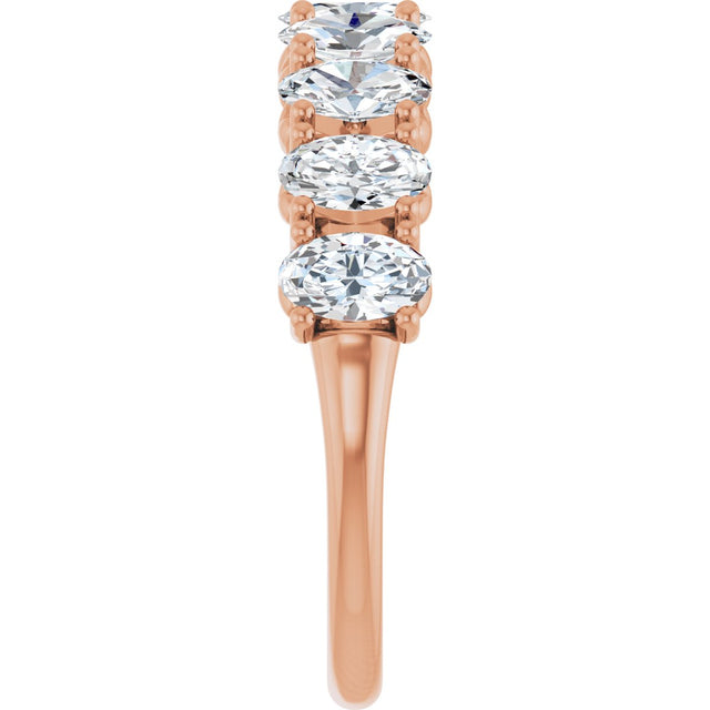 14K Gold Oval Lab-Grown Diamond Eleven-Stone U-Prong Hidden Heart Anniversary Band – 1 1/3–2 1/4 CTW - Rose Gold - view 4