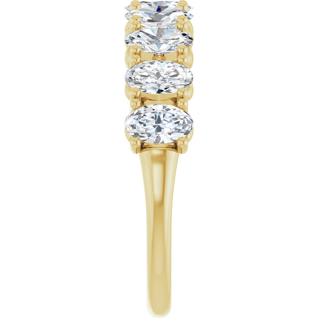 14K Gold Oval Natural Diamond Eleven-Stone U-Prong Hidden Heart Anniversary Band – 1 3/8–2 1/3 CTW - Yellow Gold - view 4