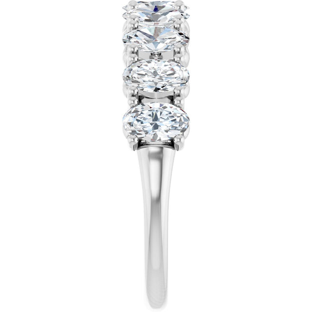 Platinum Oval Lab-Grown Diamond Eleven-Stone U-Prong Hidden Heart Anniversary Band – 1 1/3–2 1/4 CTW - view 4