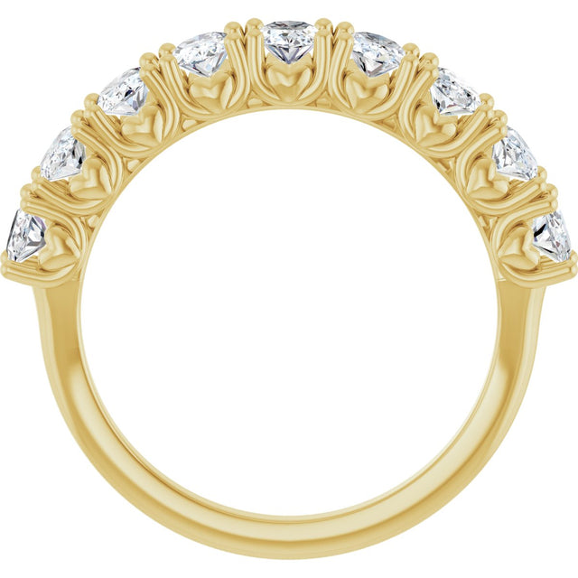 14K Gold Oval Lab-Grown Diamond Eleven-Stone U-Prong Hidden Heart Anniversary Band – 1 1/3–2 1/4 CTW - Yellow Gold - view 2
