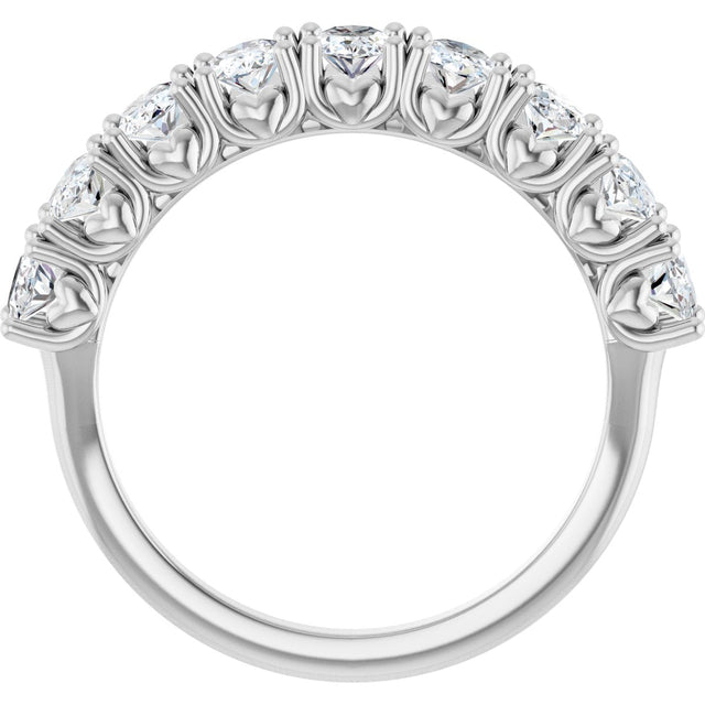 Platinum Oval Natural Diamond Eleven-Stone U-Prong Hidden Heart Anniversary Band – 1 3/8–2 1/3 CTW - view 2