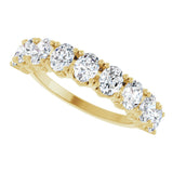 14K Gold Oval Natural Diamond Eleven-Stone U-Prong Hidden Heart Anniversary Band – 1 3/8–2 1/3 CTW - Yellow Gold - view 5
