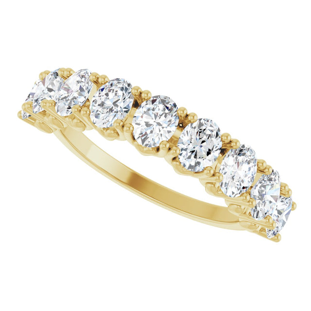 14K Gold Oval Lab-Grown Diamond Eleven-Stone U-Prong Hidden Heart Anniversary Band – 1 1/3–2 1/4 CTW - Yellow Gold - view 5