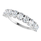 Platinum Oval Natural Diamond Eleven-Stone U-Prong Hidden Heart Anniversary Band – 1 3/8–2 1/3 CTW - view 5