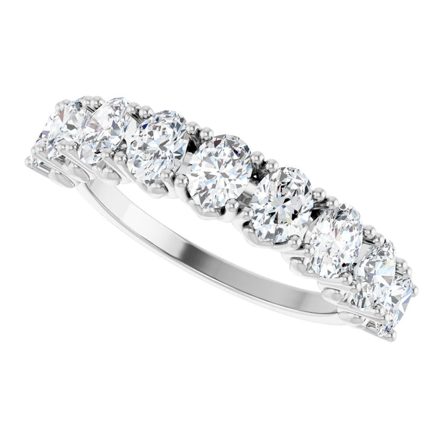 Platinum Oval Lab-Grown Diamond Eleven-Stone U-Prong Hidden Heart Anniversary Band – 1 1/3–2 1/4 CTW - view 5
